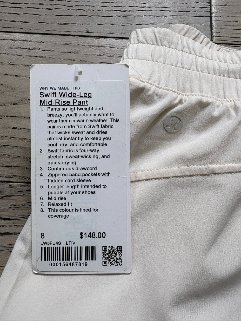 Lululemon Swift wide leg mid rise pant light ivory